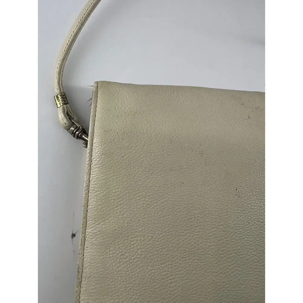Vintage Y2K Green Mountain Purse Ivory Cream Snap Closure Retro Shoulder Bag 90s